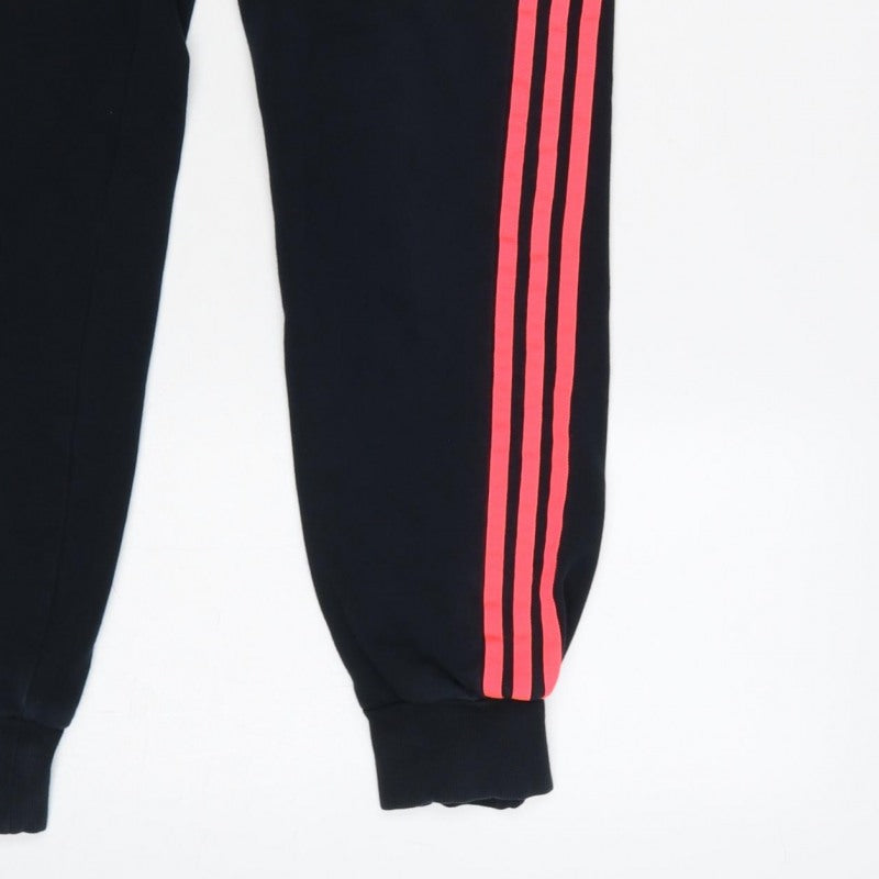 Adidas Women's Black Pink 3 Stripe Jogger Track Trousers UK 10