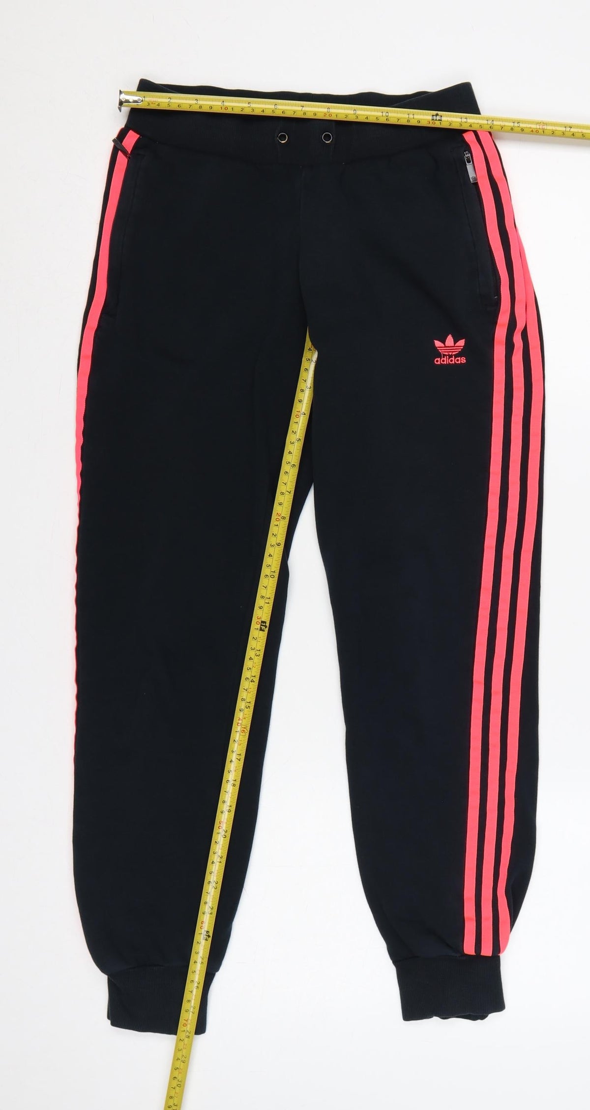 Adidas Women's Black Pink 3 Stripe Jogger Track Trousers UK 10