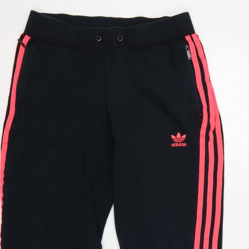Adidas Women's Black Pink 3 Stripe Jogger Track Trousers UK 10