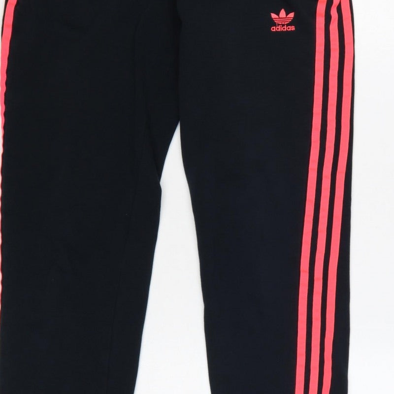 Adidas Women's Black Pink 3 Stripe Jogger Track Trousers UK 10