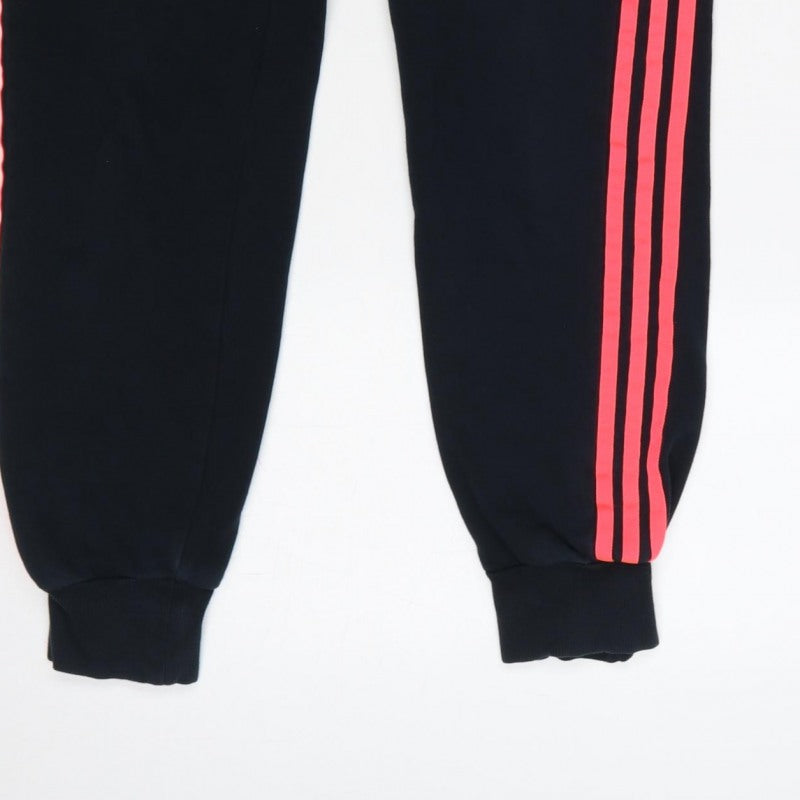 Adidas Women's Black Pink 3 Stripe Jogger Track Trousers UK 10