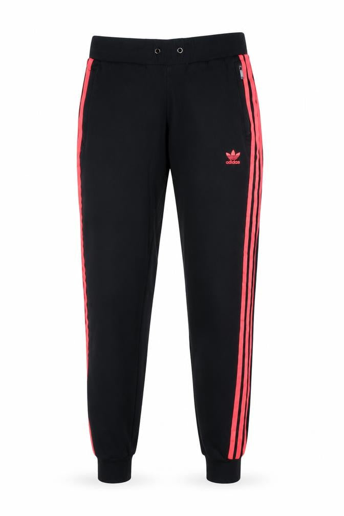 Adidas Women's Black Pink 3 Stripe Jogger Track Trousers UK 10