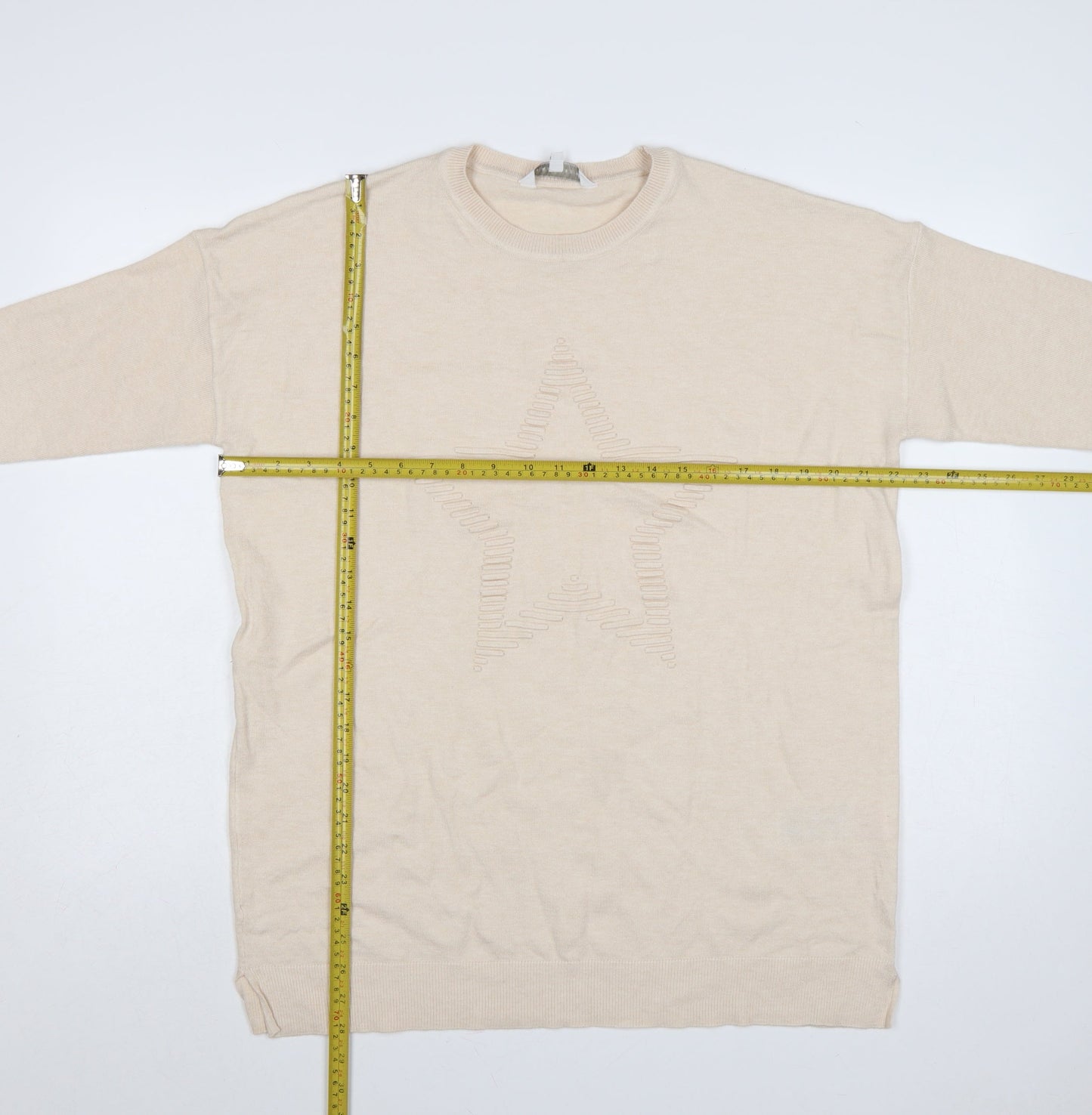 Amara Reya Women’s Beige Star Knit Tunic Jumper S-M