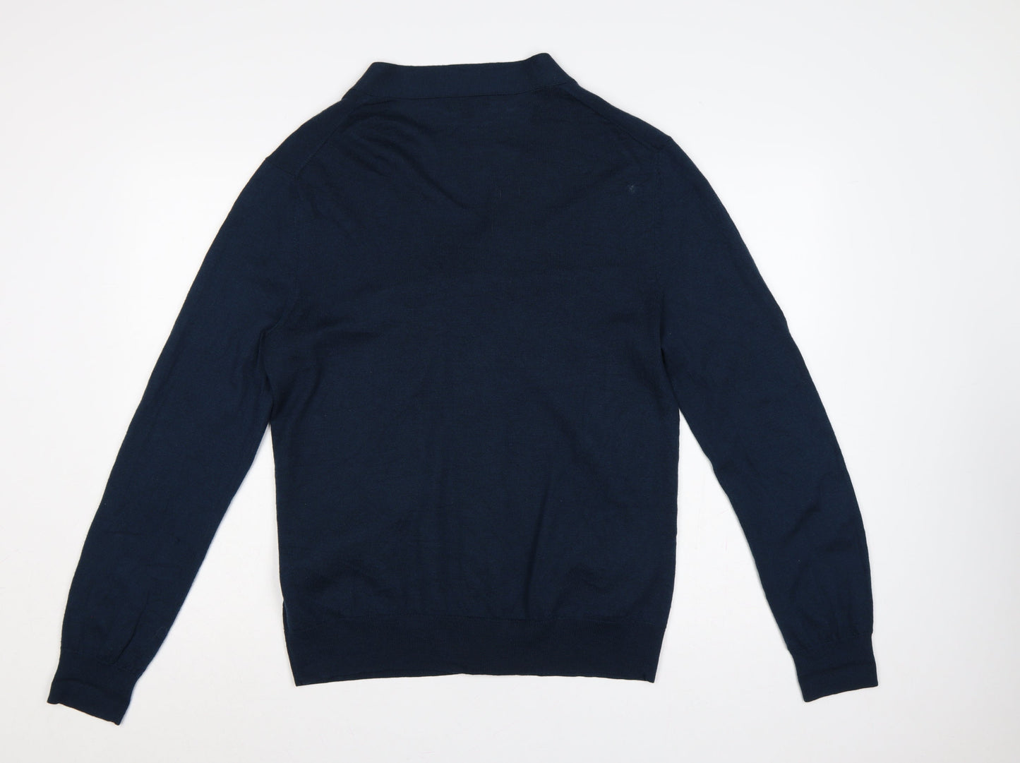 Gap Mens Blue Merino Wool L V-Neck Button Cardigan Pockets