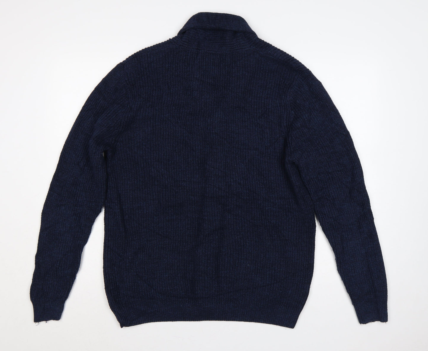 North Coast Men’s Blue Large Chunky Knit Shawl Collar Cardigan