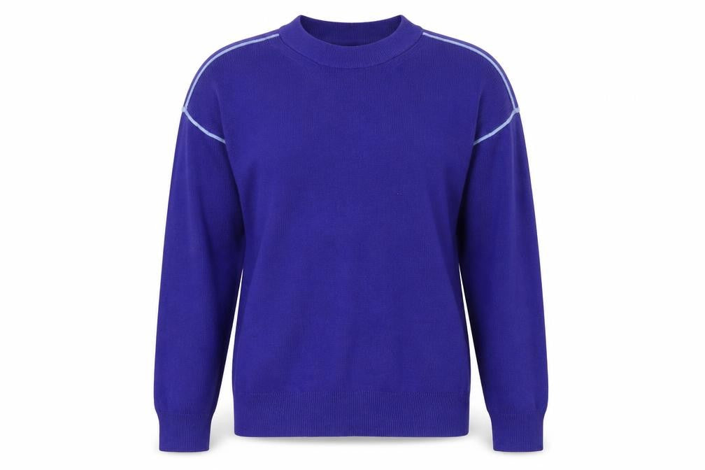 Marks & Spencer Women Purple M Crew Neck Knit Pullover Jumper Contrast Trim