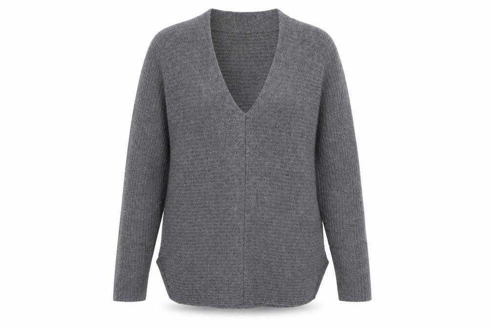 Jigsaw Women’s Grey Cashmere Wool Open Cardigan Size 14 V-Neck Knit