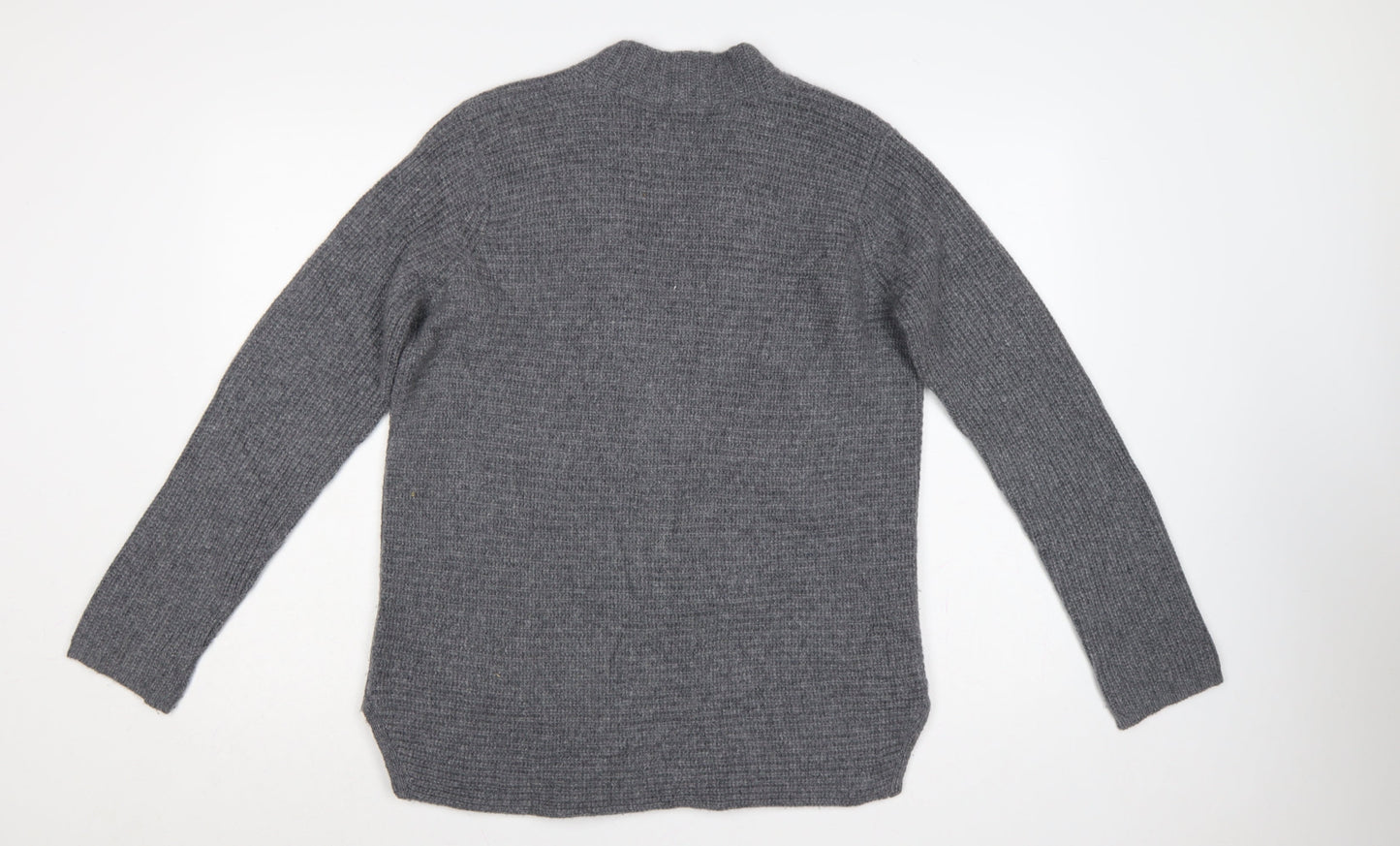 Jigsaw Women’s Grey Cashmere Wool Open Cardigan Size 14 V-Neck Knit