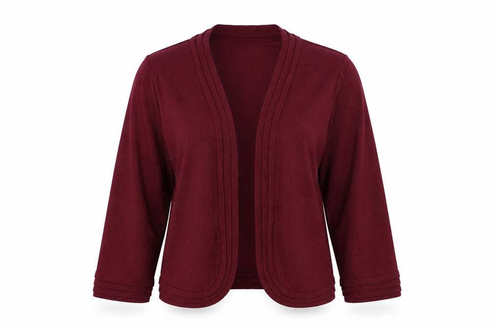 Marks & Spencer Per Una Womens Burgundy Open Knit Cardigan Size 14