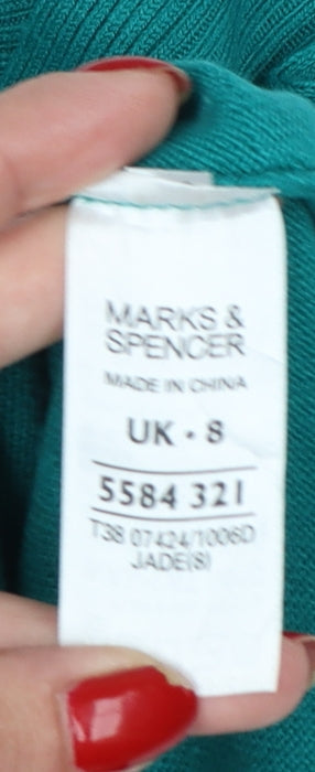 Marks & Spencer Women Green Size 8 Scoop Neck Knit Jumper