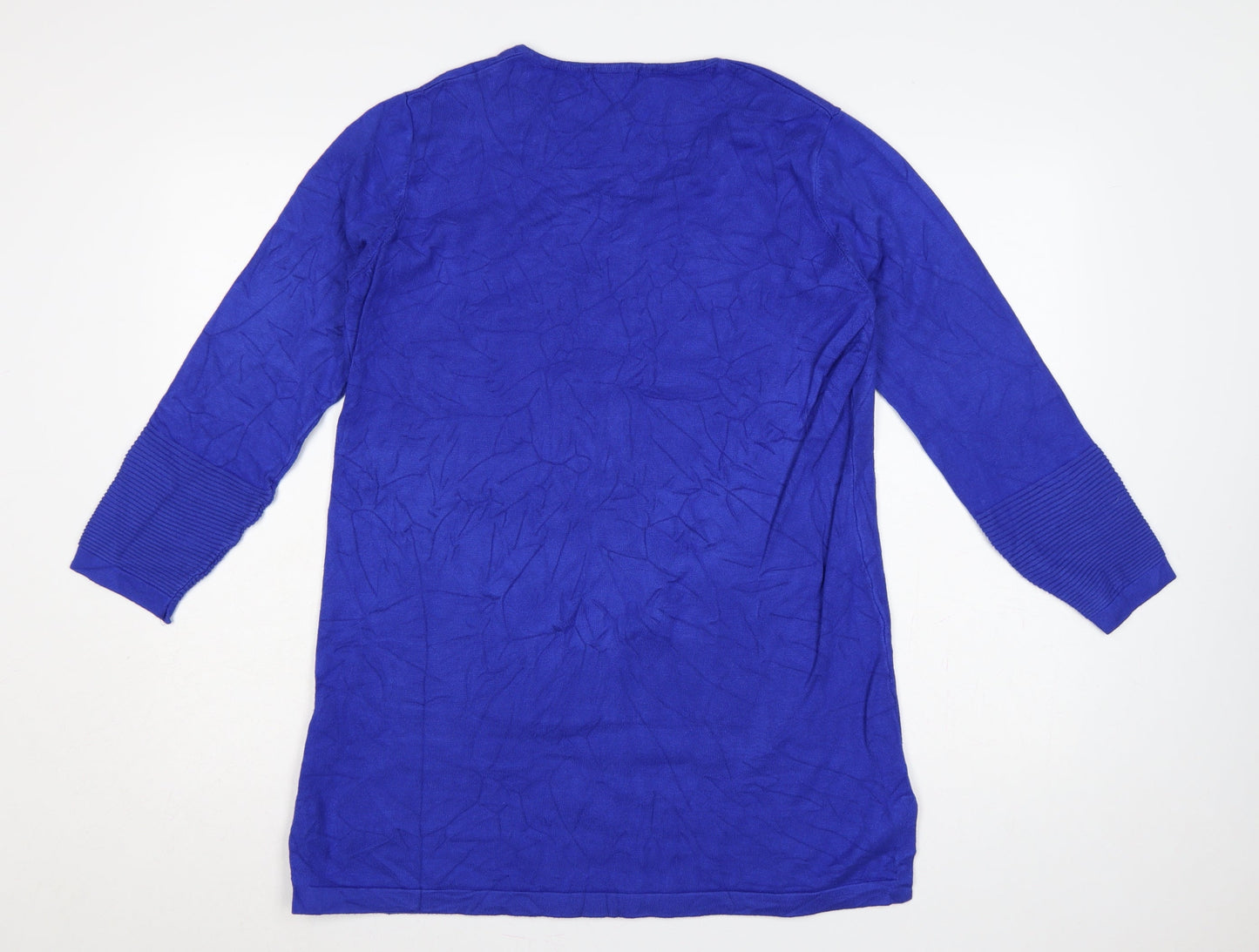 Michelle Hope Women Blue Size 14/16 V-Neck Pocket Knit Tunic Jumper