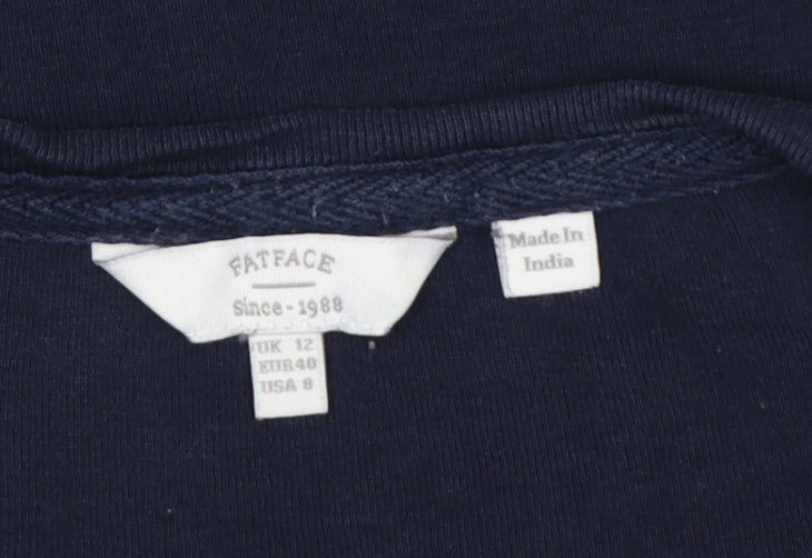 Fat Face Women Blue UK 12 Basic Henley Long Sleeve Jersey T-Shirt