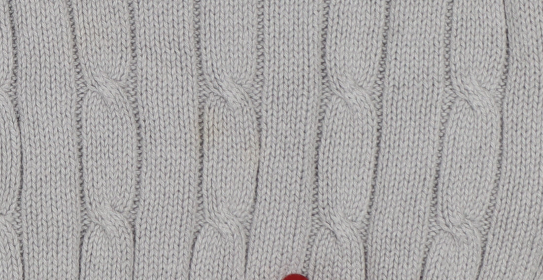 BHS Women Grey Cable Knit Boat Neck Button Shoulder Jumper Size 12