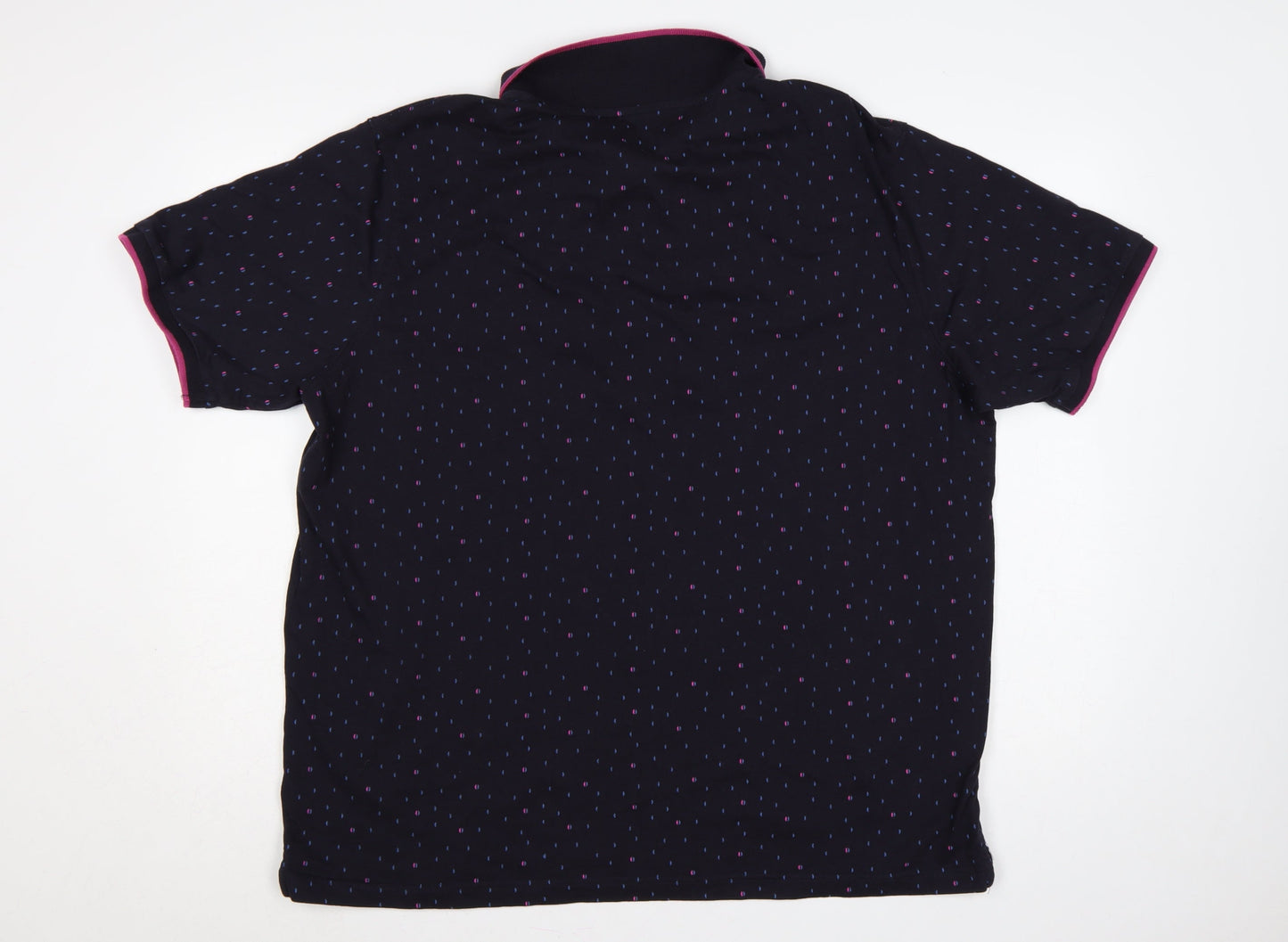 Dunnes Stores Men’s Black Geometric Print Polo Shirt XXL Regular Fit