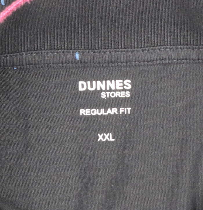 Dunnes Stores Men’s Black Geometric Print Polo Shirt XXL Regular Fit