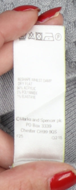 Per Una Women Grey UK 12 Textured Knit Scoop Neck Pullover Jumper
