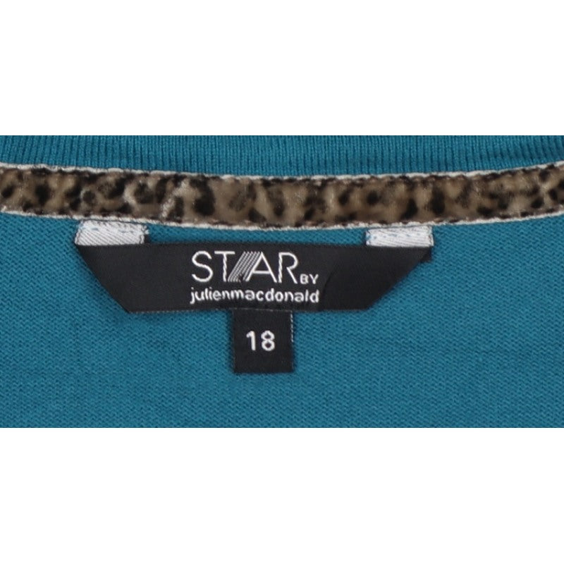 STAR by Julien Macdonald Women’s Blue Size 18 Ruffle V-Neck Cardigan