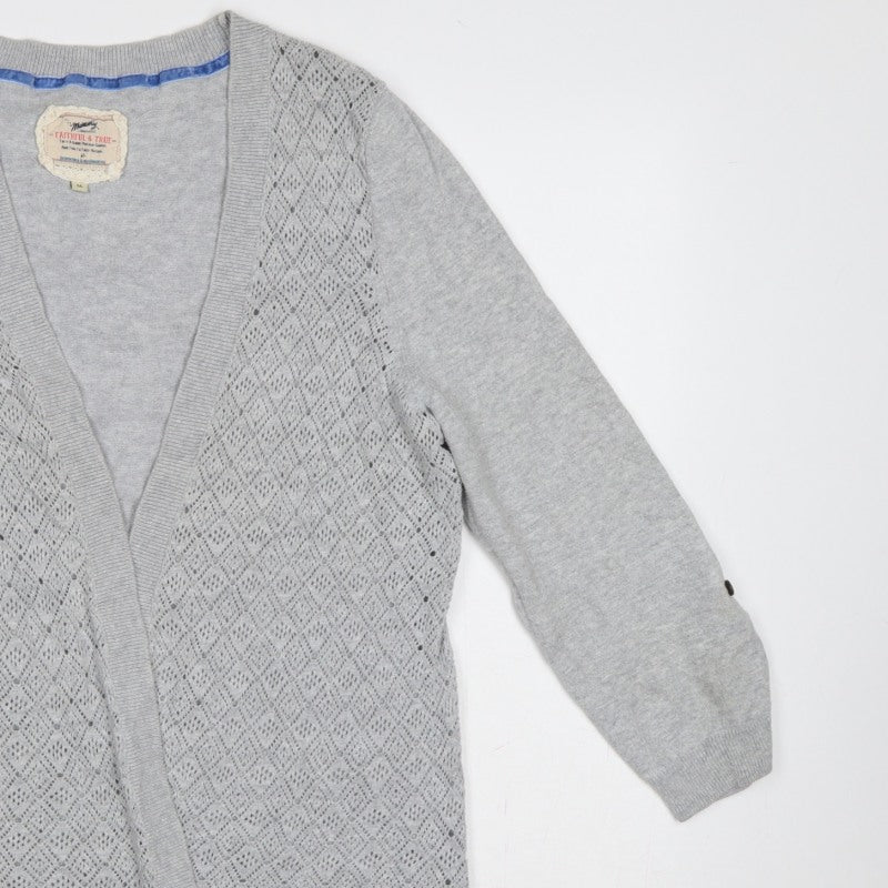Mantaray Women’s Grey Size 16 Open Knit V-Neck Cardigan