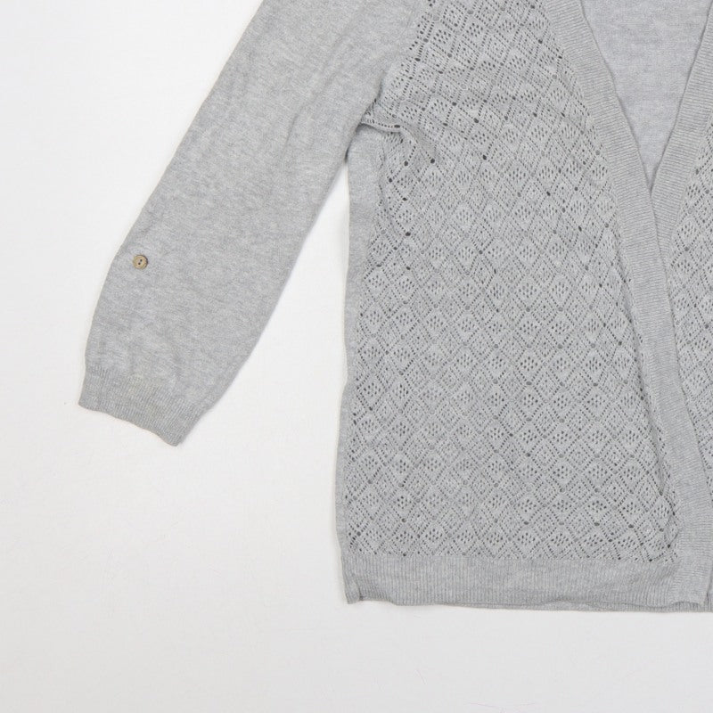Mantaray Women’s Grey Size 16 Open Knit V-Neck Cardigan