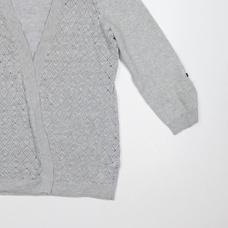 Mantaray Women’s Grey Size 16 Open Knit V-Neck Cardigan