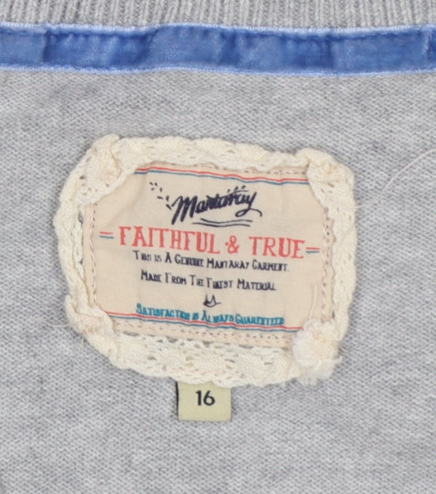 Mantaray Women’s Grey Size 16 Open Knit V-Neck Cardigan