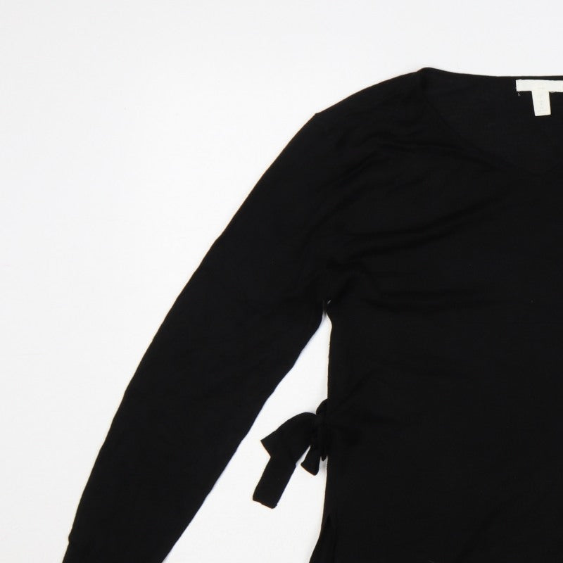 H&M MAMA Women's Black S Maternity V-Neck Tie Tunic Jumper