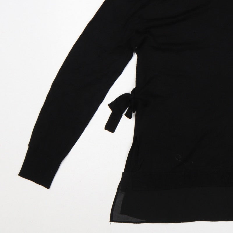 H&M MAMA Women's Black S Maternity V-Neck Tie Tunic Jumper