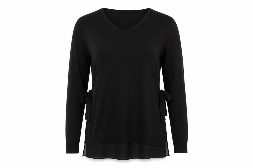 H&M MAMA Women's Black S Maternity V-Neck Tie Tunic Jumper