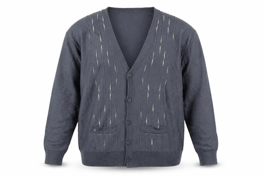Gabicci Men’s Grey 2XL Wool Blend V-Neck Button Cardigan Knit