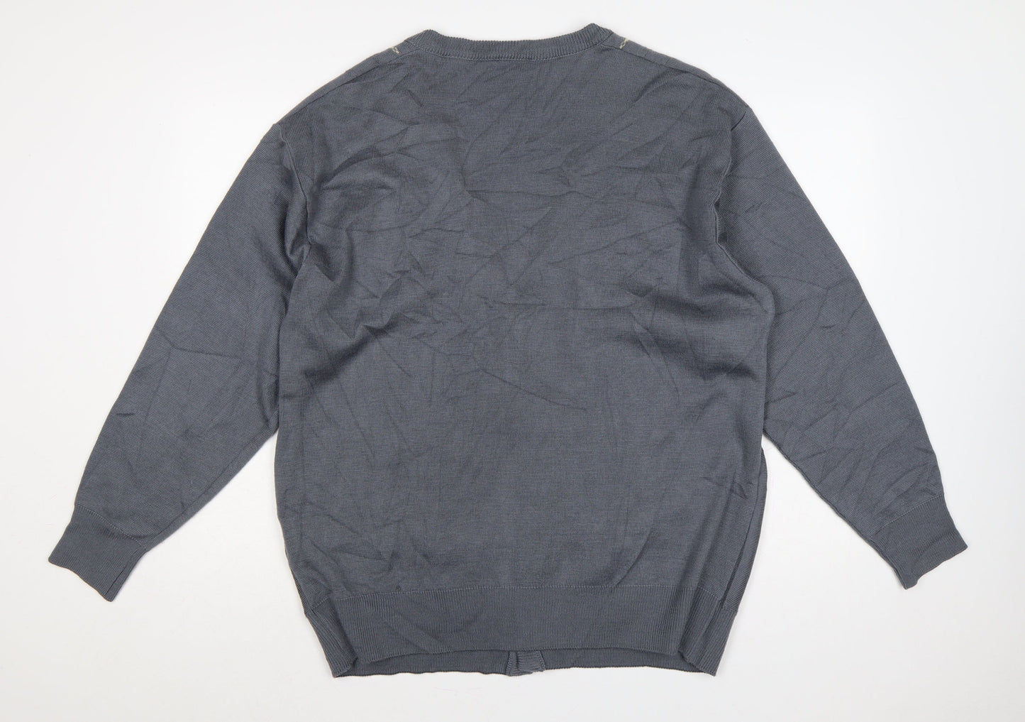 Gabicci Men’s Grey 2XL Wool Blend V-Neck Button Cardigan Knit