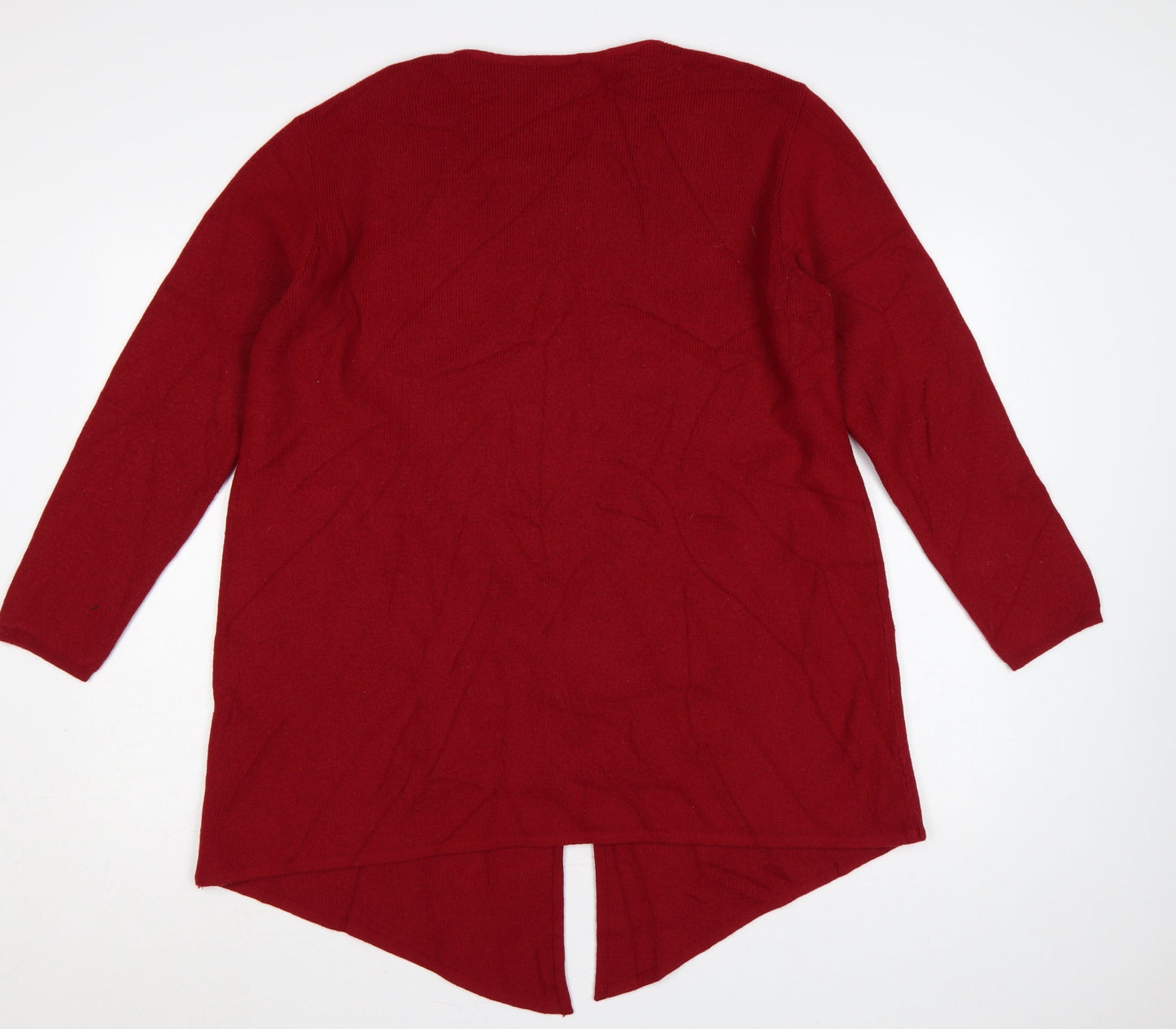 Olsen Collection Women Red UK 18 Merino Wool Blend Knit Tunic Jumper