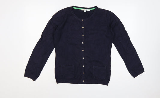 Boden Women Blue UK 8 Round Neck Button Cardigan Pockets