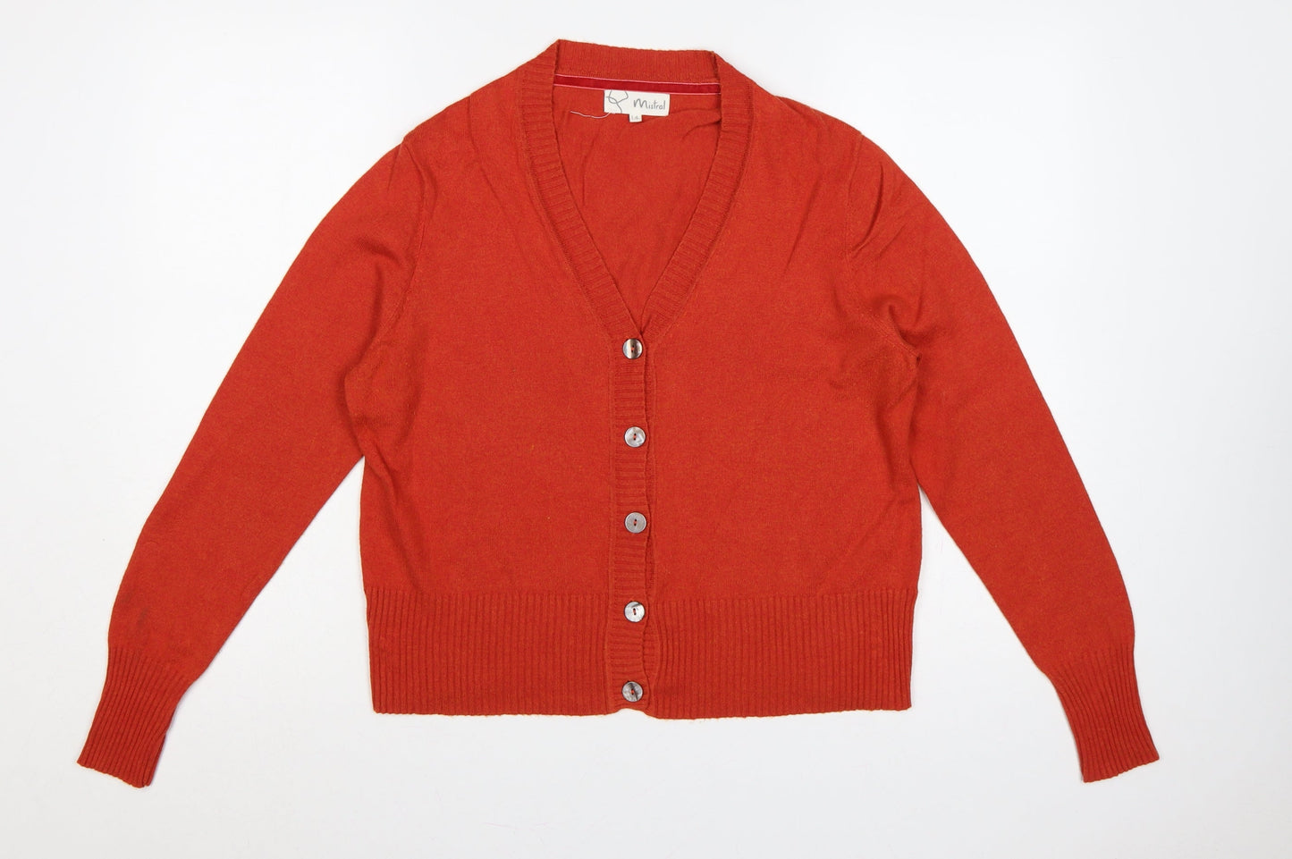 Mistral Women’s Orange Size 14 V-Neck Button Knit Cardigan