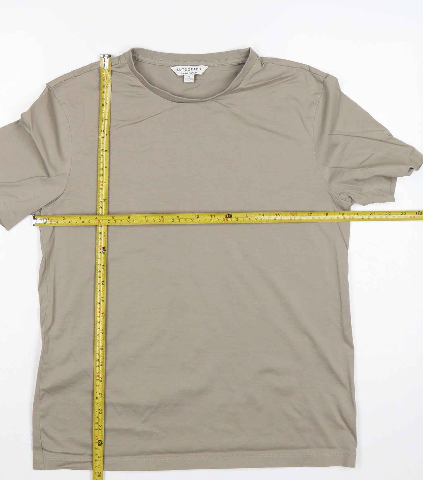 Autograph Men’s Beige Supima Cotton Regular Fit Crew Neck T-Shirt M