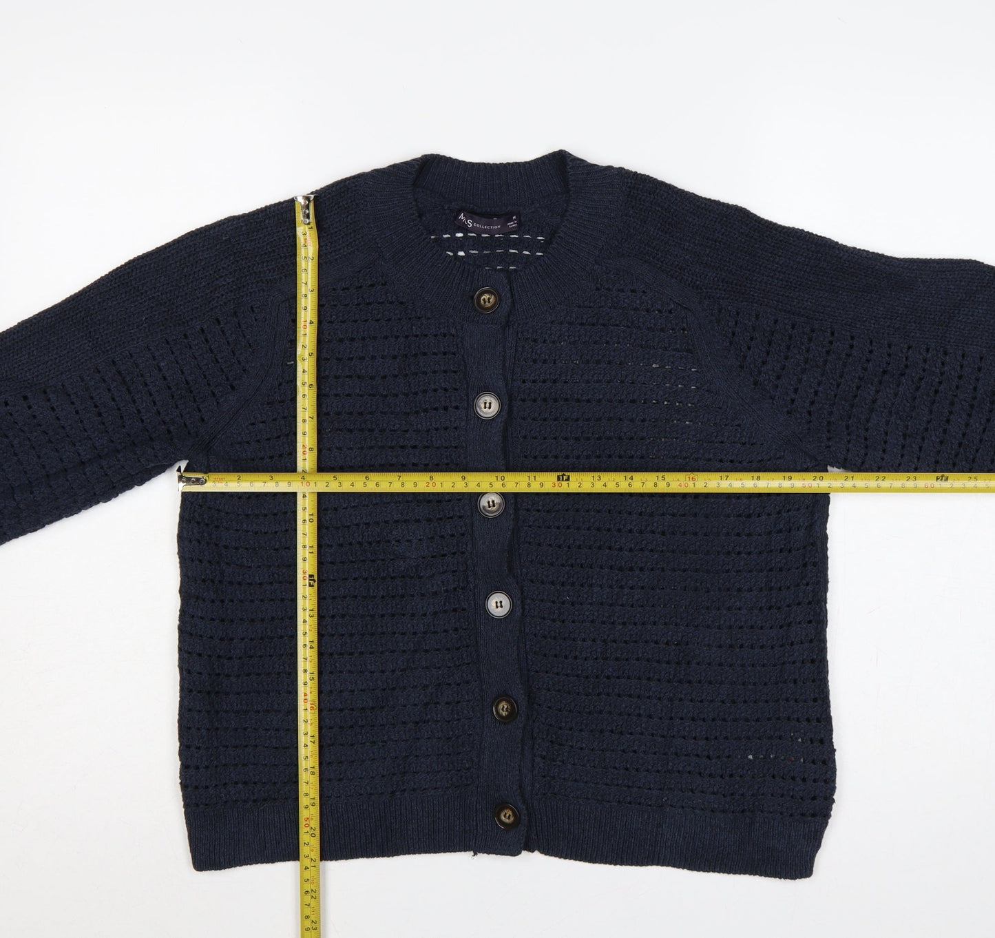 Marks & Spencer Women’s Navy Blue M Open Knit Button Cardigan