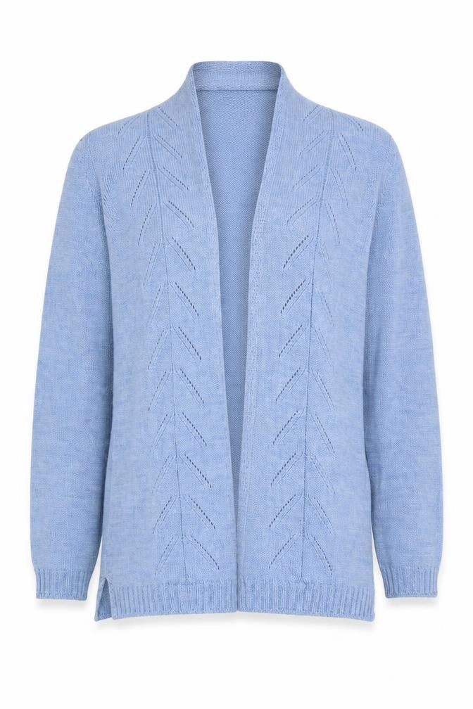 Cotswold Collections Women Blue S Open Knit Merino Wool Cardigan