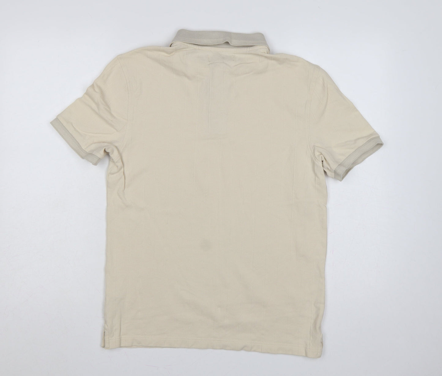 Marks and Spencer Men’s Ivory S Striped Cotton Polo Shirt