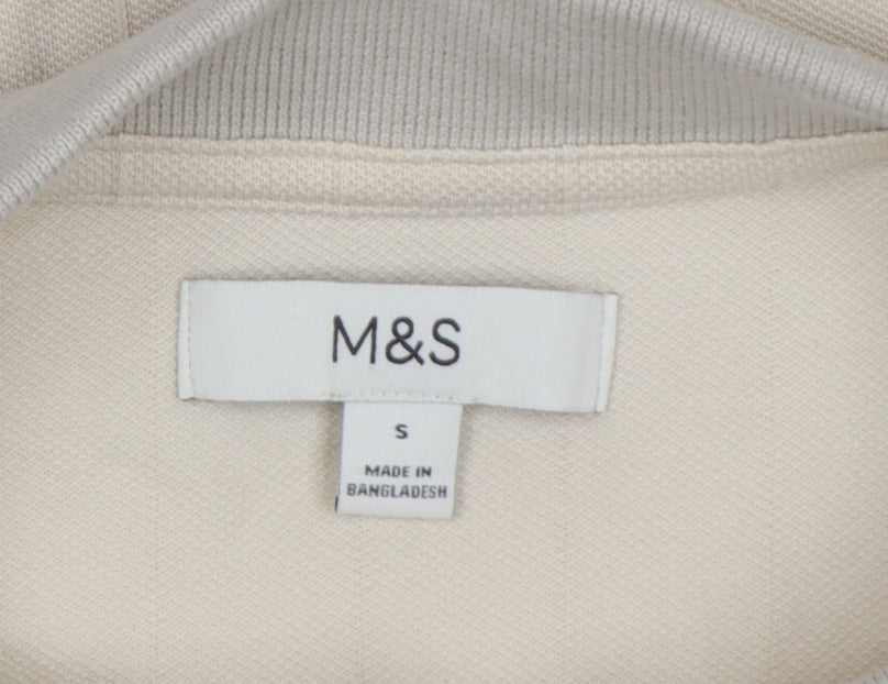 Marks and Spencer Men’s Ivory S Striped Cotton Polo Shirt