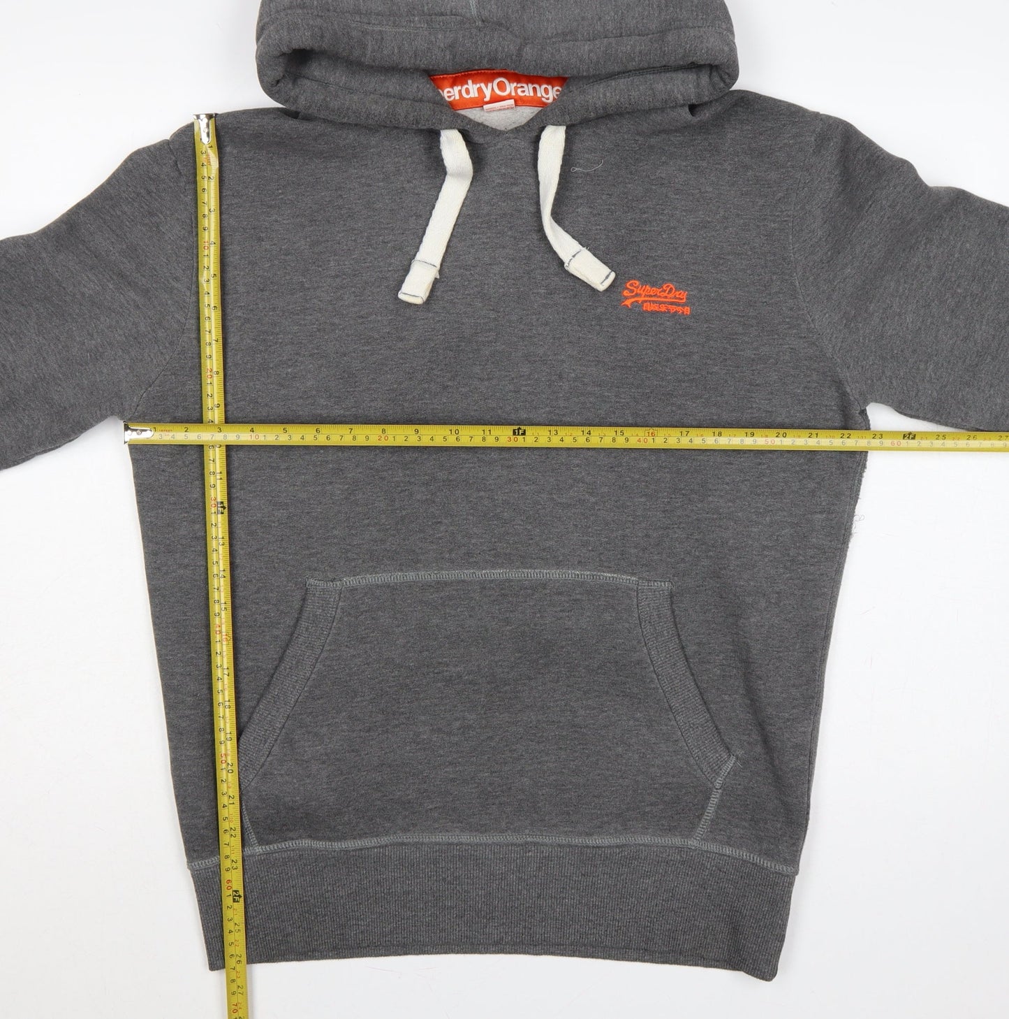 Superdry Men’s Grey L Pullover Hoodie Embroidered Logo Cotton Blend