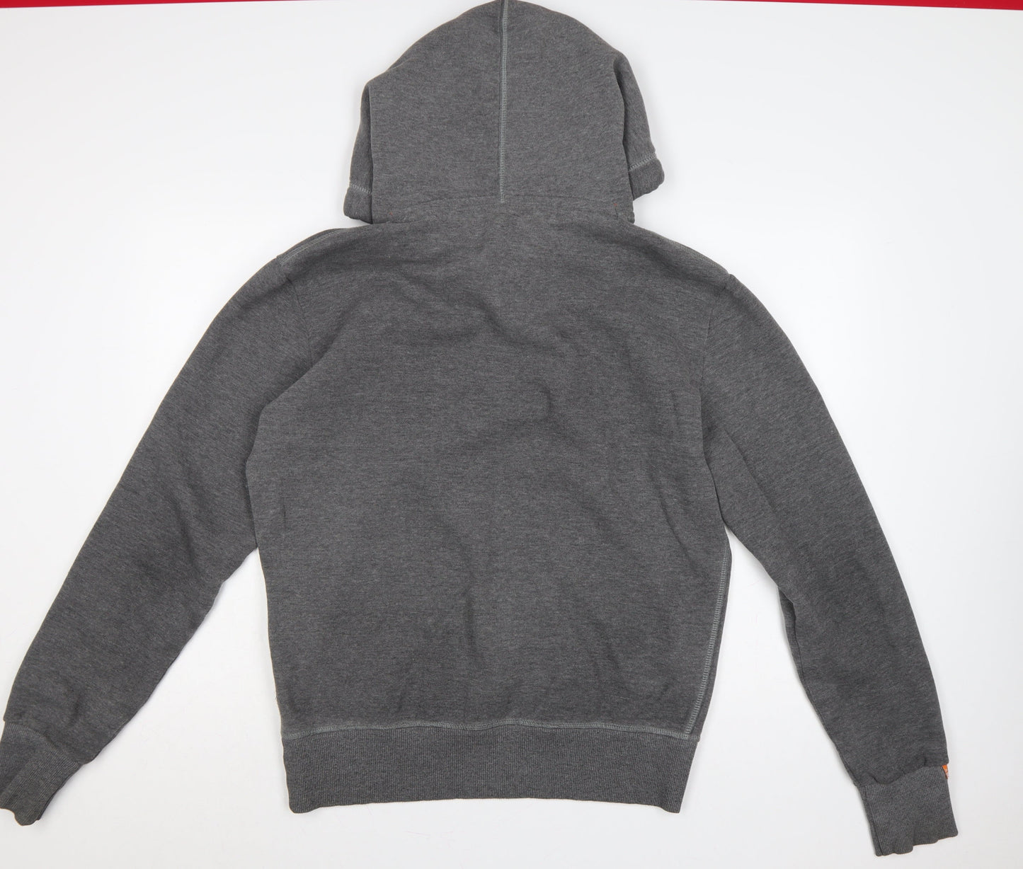 Superdry Men’s Grey L Pullover Hoodie Embroidered Logo Cotton Blend