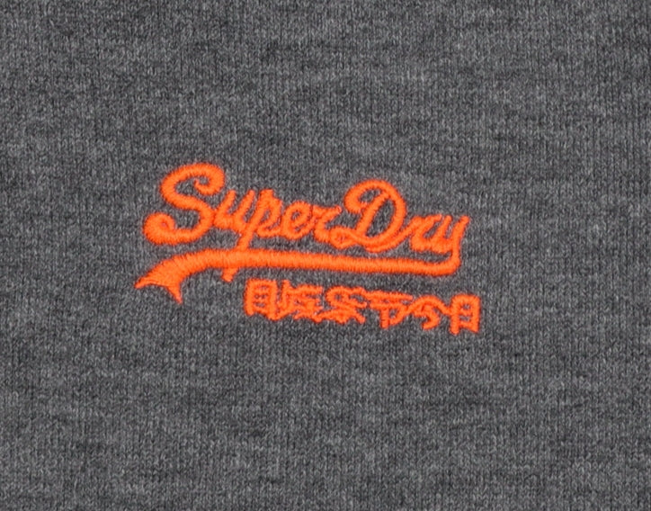 Superdry Men’s Grey L Pullover Hoodie Embroidered Logo Cotton Blend