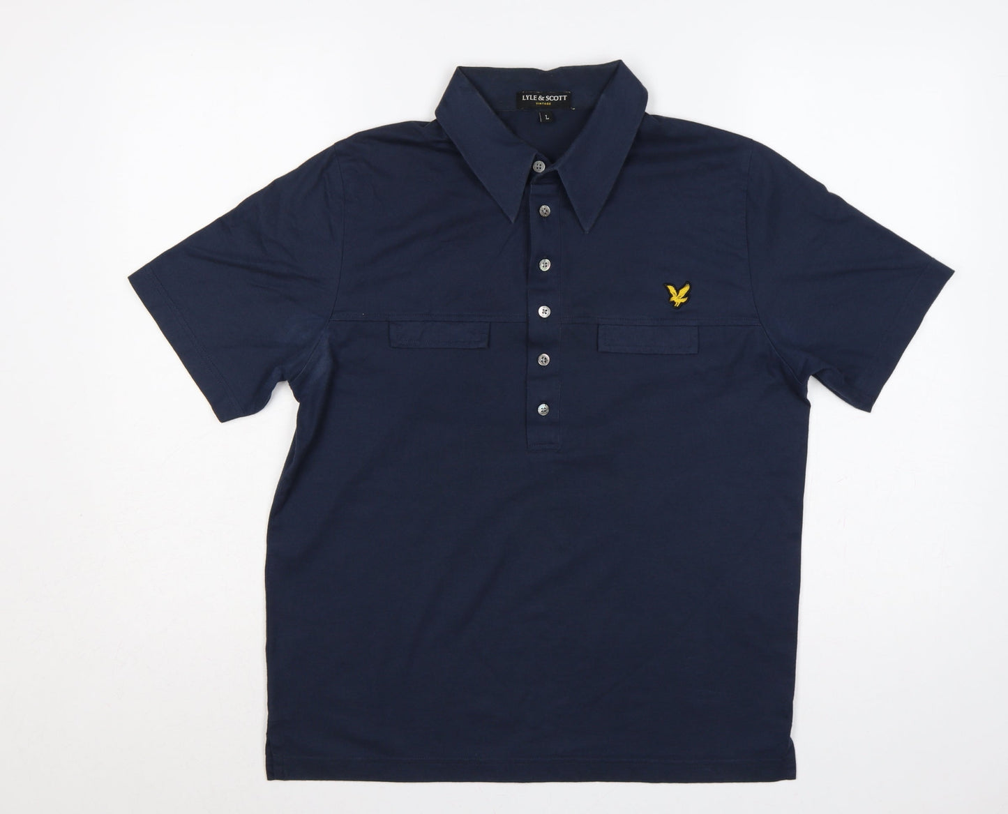 Lyle & Scott Mens Blue L Short Sleeve Eagle Logo Polo Shirt