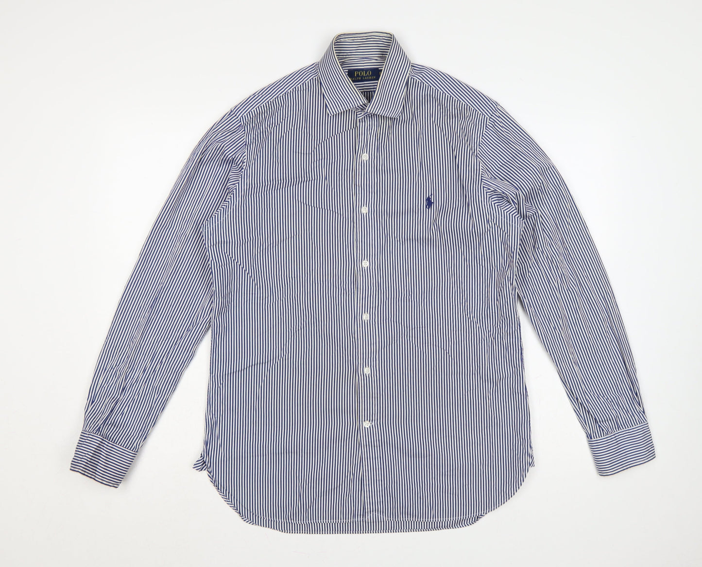 Polo Ralph Lauren Men’s Blue Stripe Cotton Shirt 15.5 Point Collar
