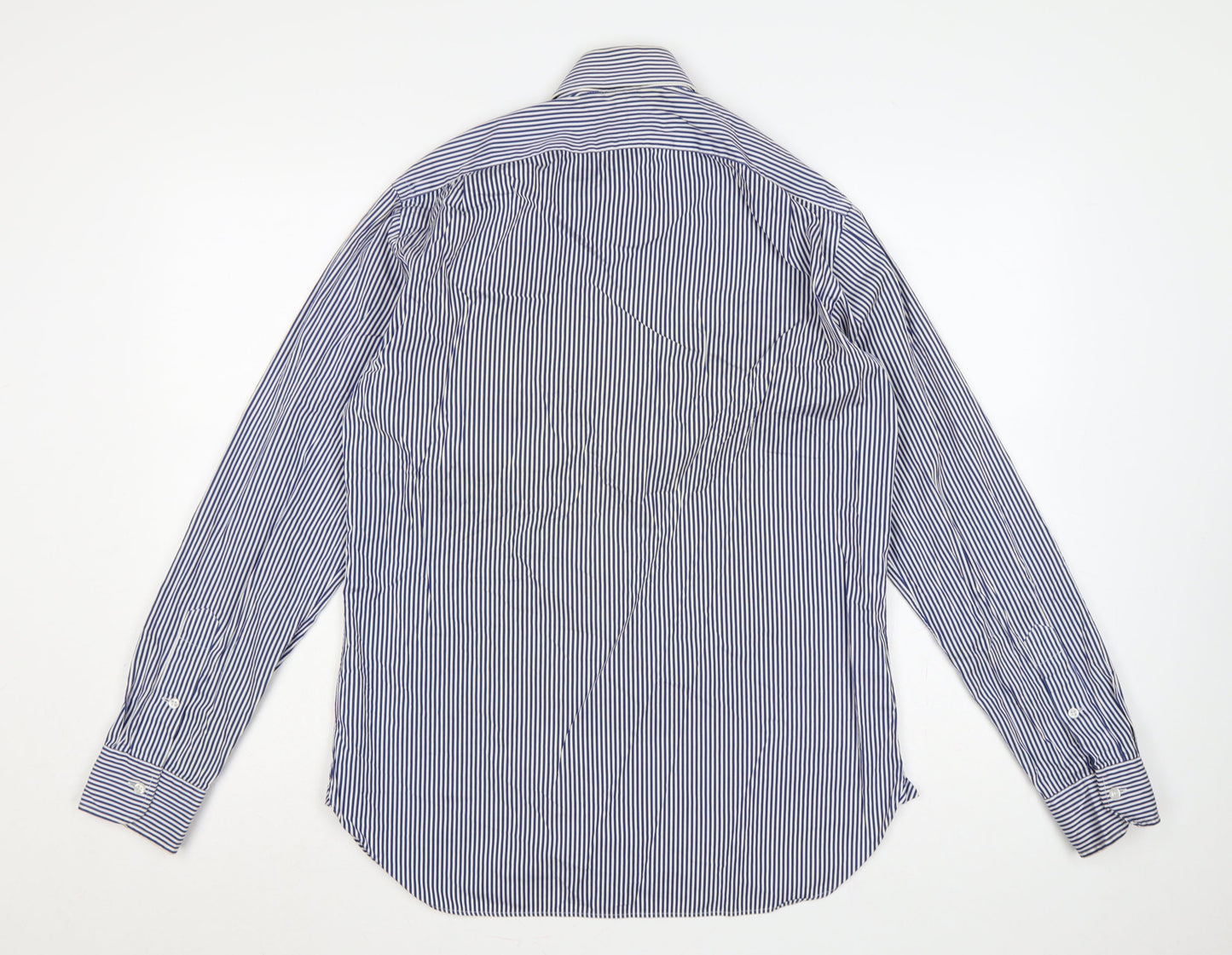 Polo Ralph Lauren Men’s Blue Stripe Cotton Shirt 15.5 Point Collar