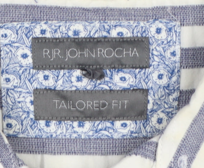 Additional view of RJR John Rocha Men’s Blue White Striped Tailored Fit Shirt M 40in
