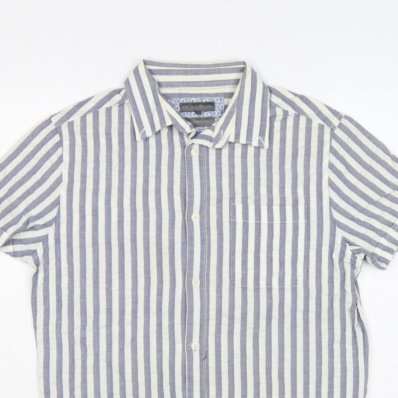 Additional view of RJR John Rocha Men’s Blue White Striped Tailored Fit Shirt M 40in