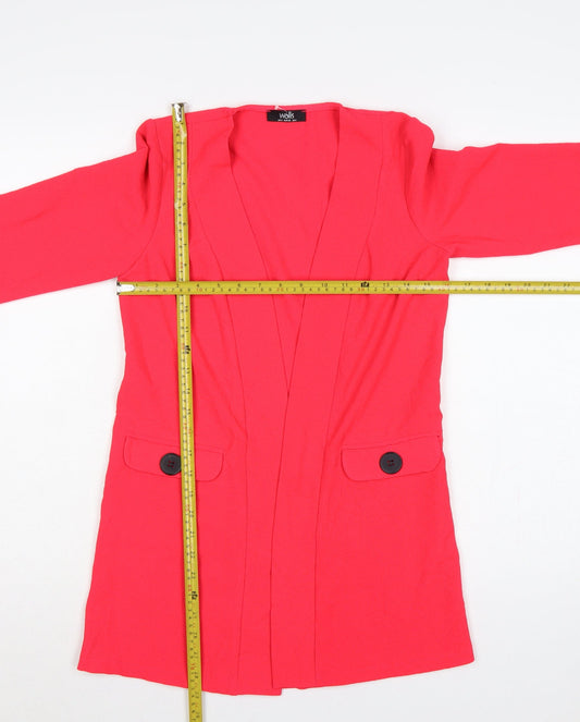 Wallis Women’s Red UK 8 Long Open Front Tailored Blazer Jacket