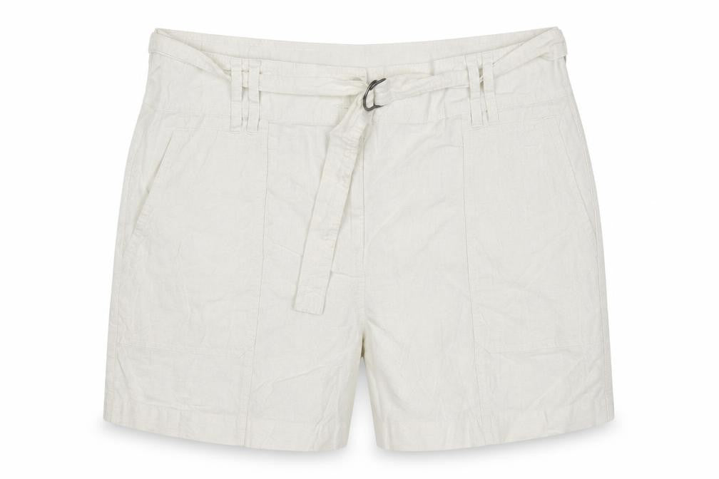 Marks & Spencer Women’s Ivory Linen Blend Cargo Shorts Belted UK 22