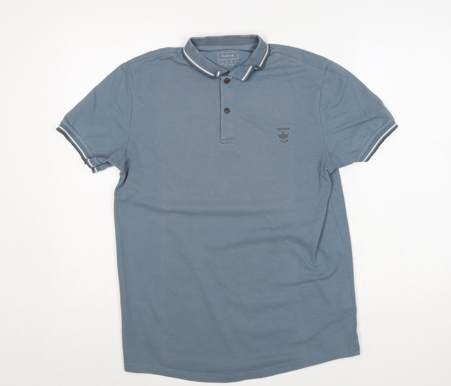 Firetrap Men's Blue M Short Sleeve Cotton Logo Polo Shirt