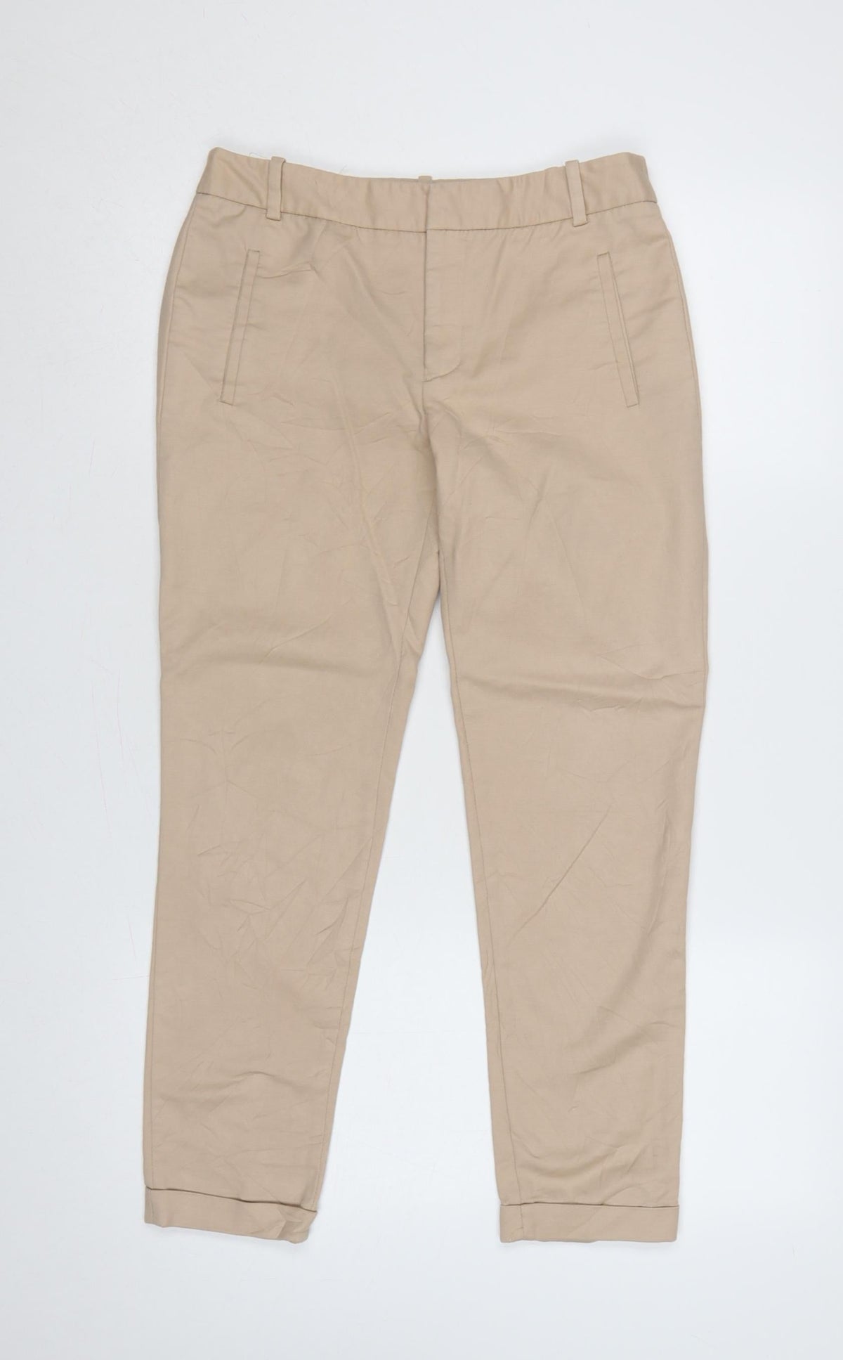 Zara Basic Women’s Beige UK 8 Slim Tapered Chino Trousers